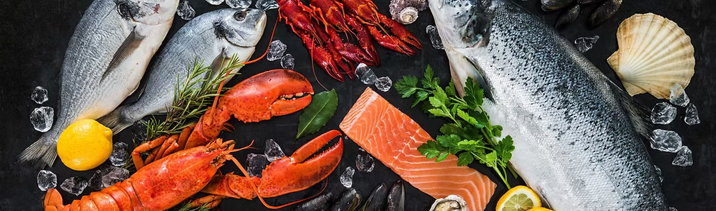 Fresh seafood and fish selection